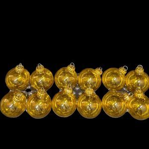 Translucent Gold Glass Christmas Tree Ornament 12 Balls